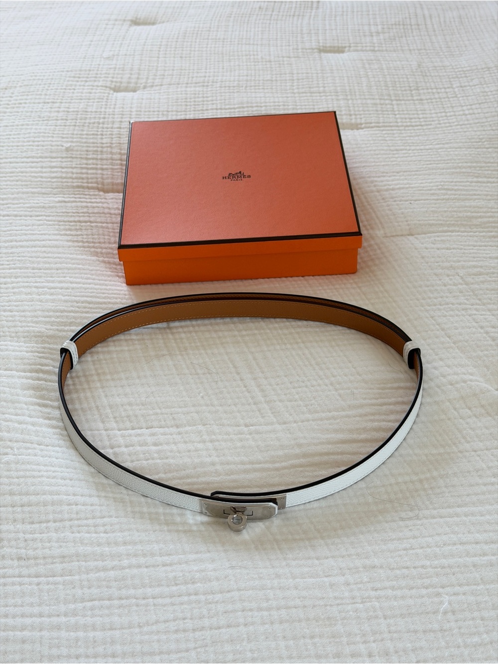 Hermes Kelly 18 Belt - White